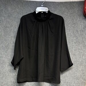 Modern Citizen Black mid sleeve high neck back zip up Blouse shirt size large